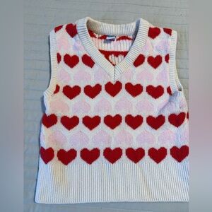 Old Navy Pink and Red Heart Sweater Vest